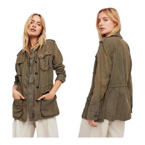 Free People Not Your Brothers Surplus Jacket Womens Small Olive Green Utility